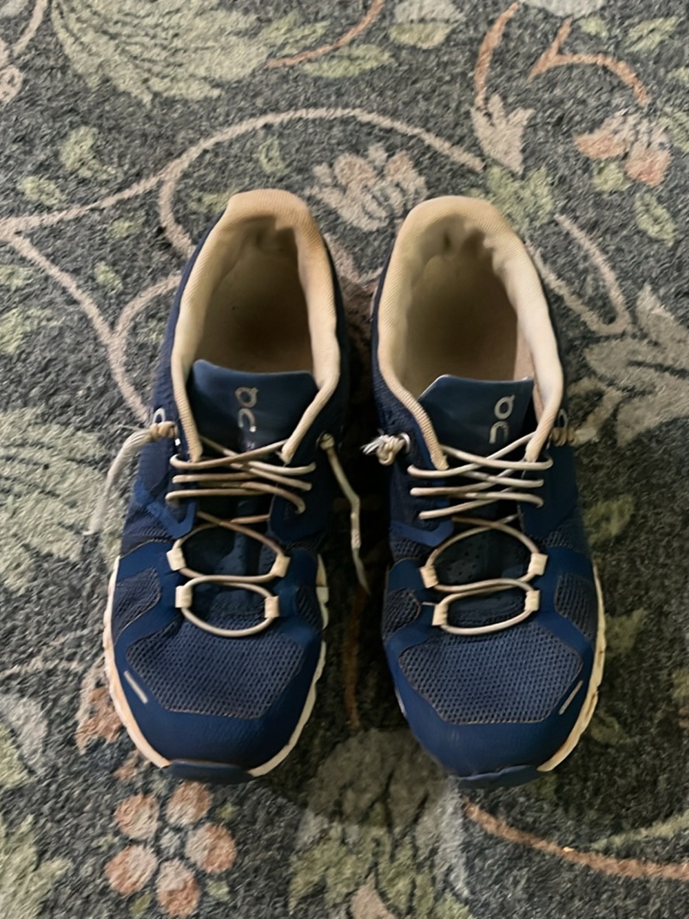 On Running Blue and Beige Women's Athletic Shoes